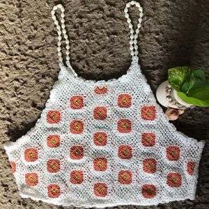 Crochet Pearl Strap Top🌸