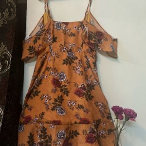 Mustard Floral Dress | Faballey