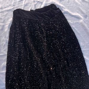 Black Sequence Velvet Lehenga With Dupatta