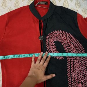 (for winters)Red- Black Embroidered Kurta