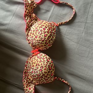 Neon Pink Cheetah Print Push-up Bra