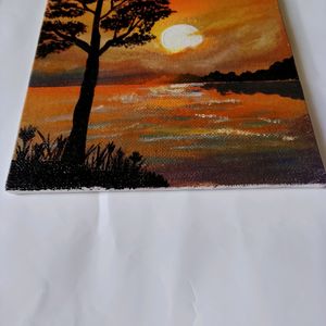 Sunset View Acrylic painting Canvas Board(HANDMAD)