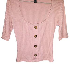 Peach Colour Fitted Casual Top