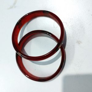 Red glass bangle pair