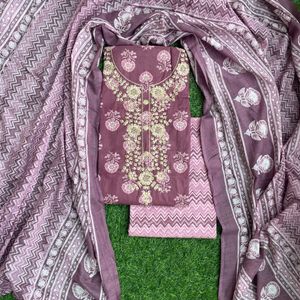 Purple Colour Suit Material Pure Cotton