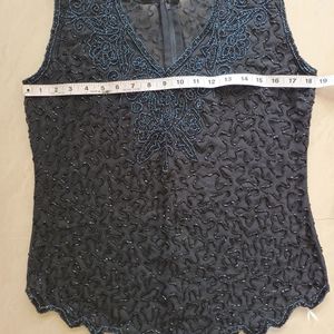 Perfect, Heavy Beadwork Black Top