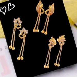 3 Set Of Gold Plated Earrings