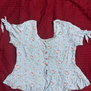 Here&Now Floral Blue A-line Top