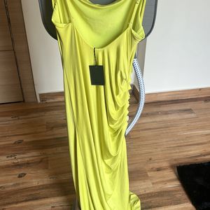 Lime Green Body on Dress With Side Slit