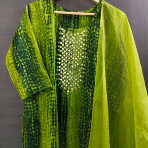 New Unused Shibori MirrorWork Organza Dupatta Suit