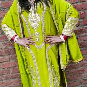 Olive Green Women Designer Kurta, Dupata & Bottom