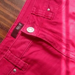 Maroon Res Colour Denim Shorts