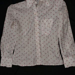 Coquette Floral Cute Shirt With Flower Buttons