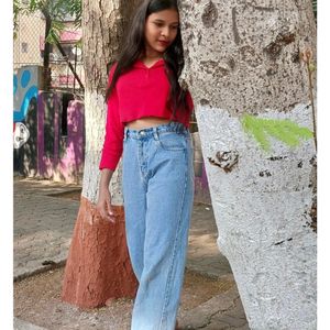 Red Color Crop Top