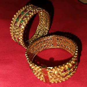 One Gram Gold Plated Kundan Design Kangan