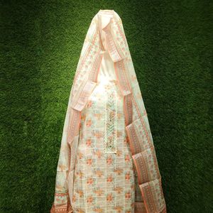 Beautiful Linen Handwork Dress material