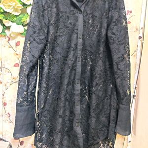 Womens Black Lace Shirt [Vintage Look]