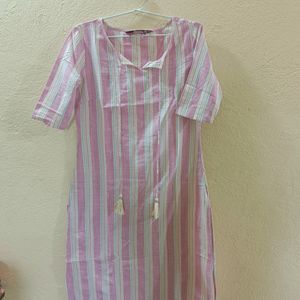 Sangria Pink Stripped Kurta Set