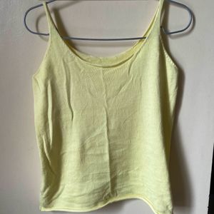 Lemon Yellow Knitted Spaghetti Top