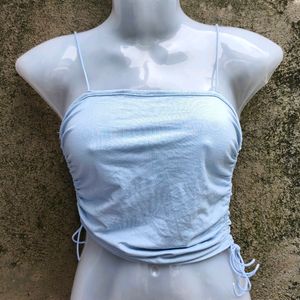 SEXY SKY BLUE COLOUR RUCHED TOP