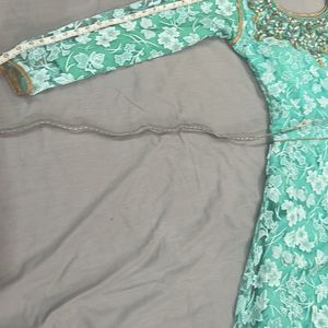 Dress Green Gown With Pant & Dupatta