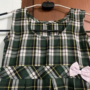 Checked Frock with Concealed Zipper, Green