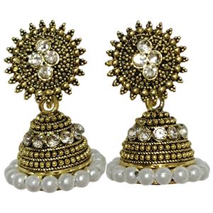 Jhumka Earing White And Gold Color