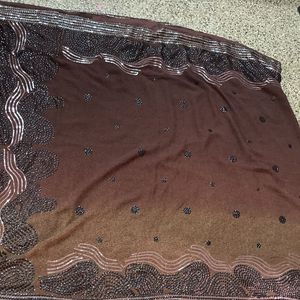 Brown Sequence Work Saree For Grabs