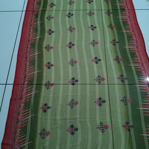 Flower Pots Design Green Saree