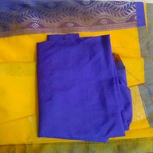 New Unused Silver Zari Silk Saree