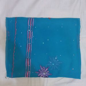 BLUE COLOURED EMBROIDED SAREE