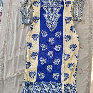 Straight Blue Velvet Kurta