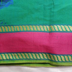 Sea green Pure Cotton Saree