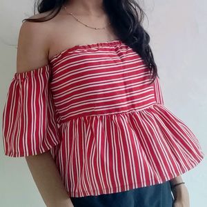 Stripes Off Shoulder Top By Missa More Clothing 😍