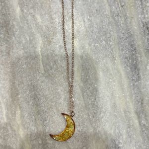 Rose Gold Moon Resin Necklace