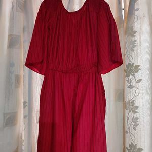 Red Off-Shoulder Jumpsuit