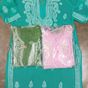 Chikankari Kurti Without Glass Work