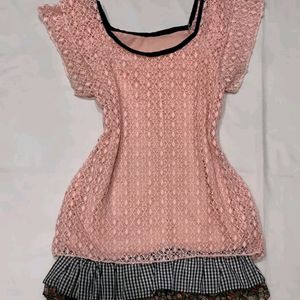 Korean Pink Net Dress