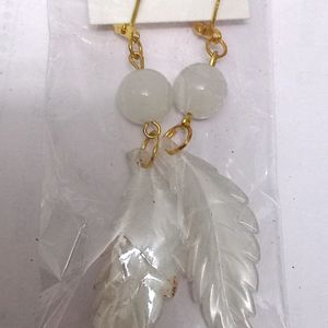 White Leaf Earrings 😍