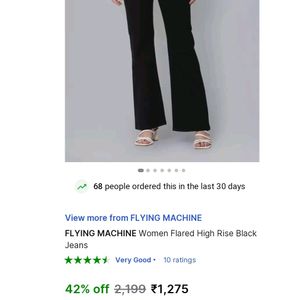 Women Flared High Rise Black Jeans