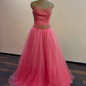 Pink Heavy Embellished Multinlayered Ball Gown