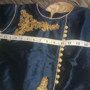 Blue & Off While Lehnga Choli