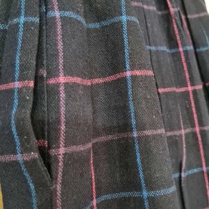 Black Warm English Skirt with Multicolored Checks