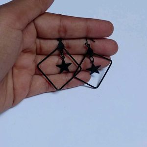 Black Star Hanging Earrings