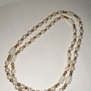 White & Golden Pearls Beautiful Chain