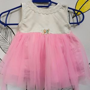 Baby Pink And White Color Frock For Newborns To 3