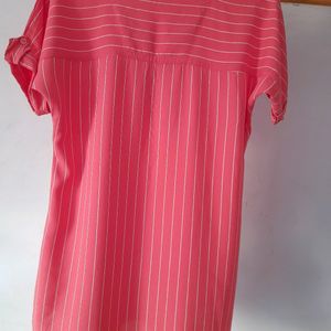 Striped Casual Pink Top By CHARCOAL designer