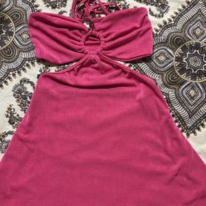 Pink Cut Out Beach Dress