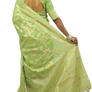 New Banarasi Soft Cotton Linen Saree