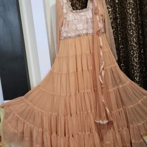 Ball Gown With Frill Dupatta